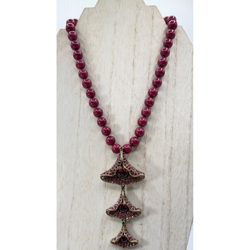 HEIDI DAUS "Angel Bloom" Beaded Crystal-Accent Drop Statement  Necklace NWT